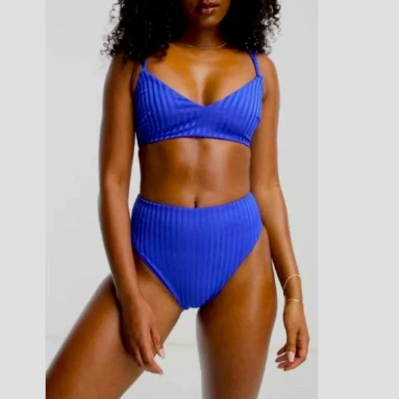 ASOS Blue High Waist Bikini NEW Size 10 - Picture 1 of 5
